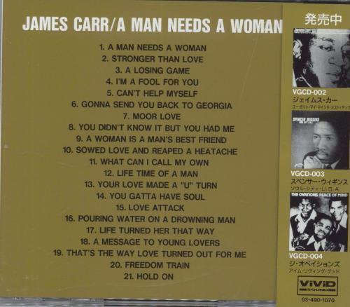 James Carr A Man Needs A Woman CD album (CDLP) Japanese JRRCDAM829972