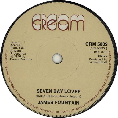 James Fountain Seven Day Lover 7" vinyl single (7 inch record / 45) UK K9Y07SE654199