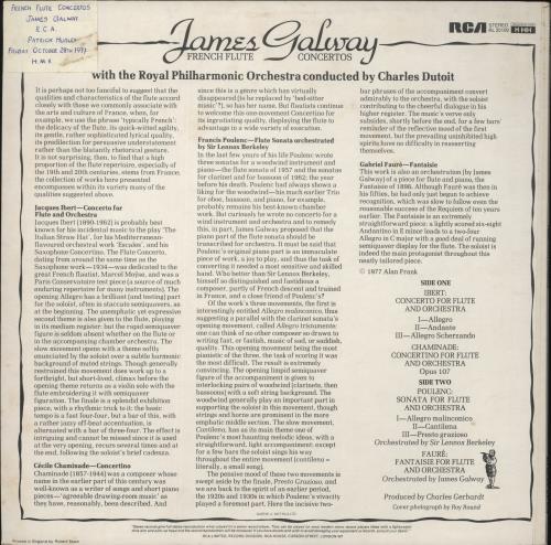 James Galway French Flute Concertos vinyl LP album (LP record) UK 1JGLPFR495613