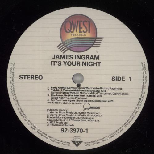 James Ingram It's Your Night vinyl LP album (LP record) German JINLPIT285427