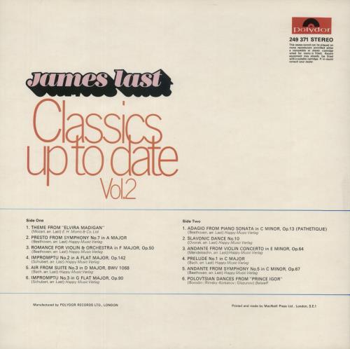 James Last Classics Up To Date Volume 2 vinyl LP album (LP record) UK JLSLPCL329291