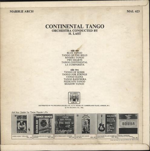 James Last Continental Tango vinyl LP album (LP record) UK JLSLPCO740957