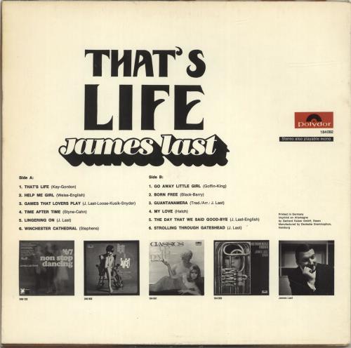 James Last That's Life vinyl LP album (LP record) German JLSLPTH695182