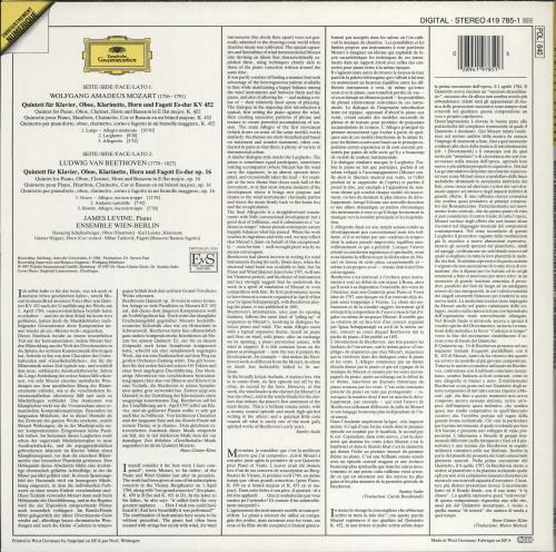 James Levine Mozart / Beethoven: Quintette F�r Klavier Und Bl�ser vinyl LP album (LP record) German 309LPMO775361
