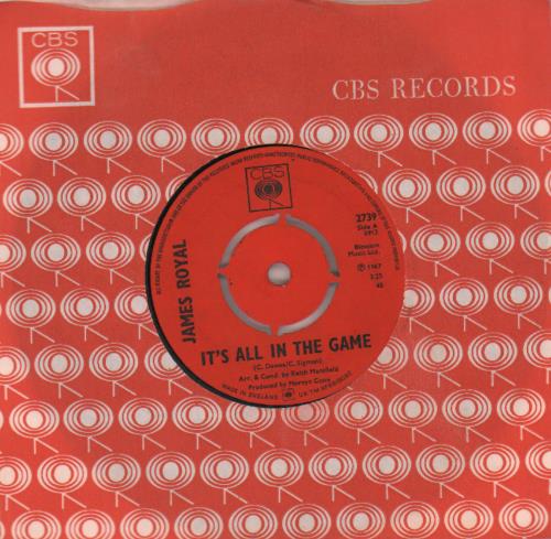 James Royal It's All In The Game 7" vinyl single (7 inch record / 45) UK JQY07IT644519