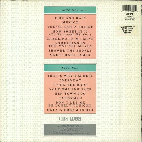 James Taylor Classic Songs vinyl LP album (LP record) UK JTYLPCL820668