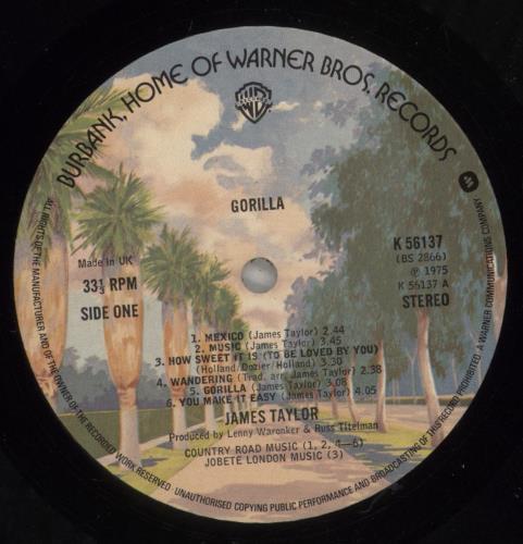 James Taylor Gorilla - laminated p/s vinyl LP album (LP record) UK JTYLPGO186449