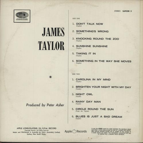 James Taylor James Taylor vinyl LP album (LP record) Australian JTYLPJA678264