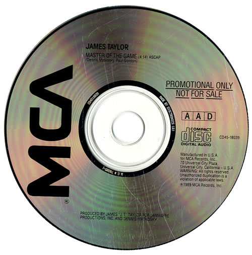 James Taylor Master Of The Game CD single (CD5 / 5") US JTYC5MA549998