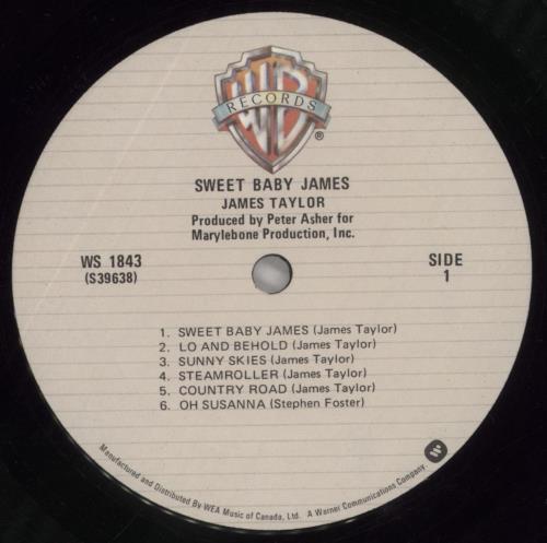 James Taylor Sweet Baby James vinyl LP album (LP record) Canadian JTYLPSW858416