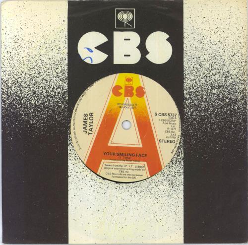 James Taylor Your Smiling Face 7" vinyl single (7 inch record / 45) UK JTY07YO115394