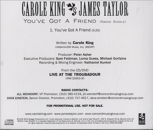 James Taylor You've Got A Friend CD-R acetate US JTYCRYO507905