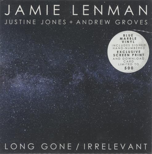 Jamie Lenman Long Gone / Irrelevant - Translucent Dark Blue Vinyl - Autographed Print 7" vinyl single (7 inch record / 45) UK 3B407LO875464