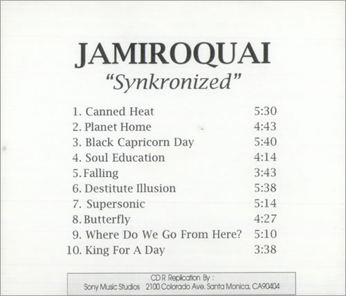 Jamiroquai Synkronized CD-R acetate US JMQCRSY139942
