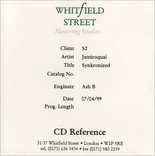 Jamiroquai Synkronized CD-R acetate UK JMQCRSY145238