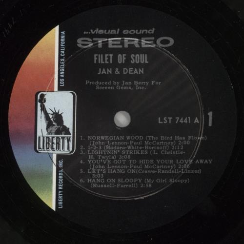 Jan & Dean Filet Of Soul vinyl LP album (LP record) US JDELPFI78011