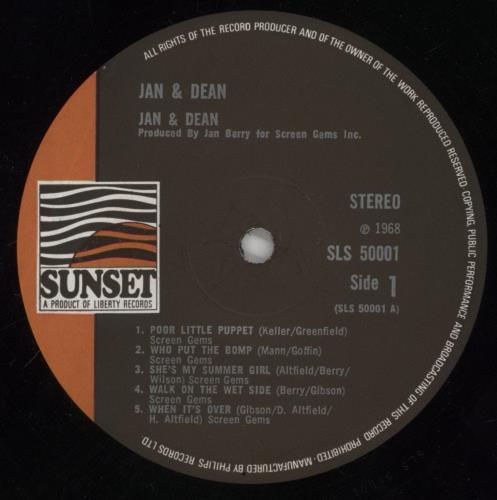 Jan & Dean Jan & Dean vinyl LP album (LP record) UK JDELPJA574521