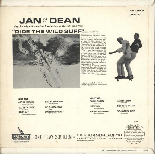 Jan & Dean Ride The Wild Surf vinyl LP album (LP record) UK JDELPRI524700
