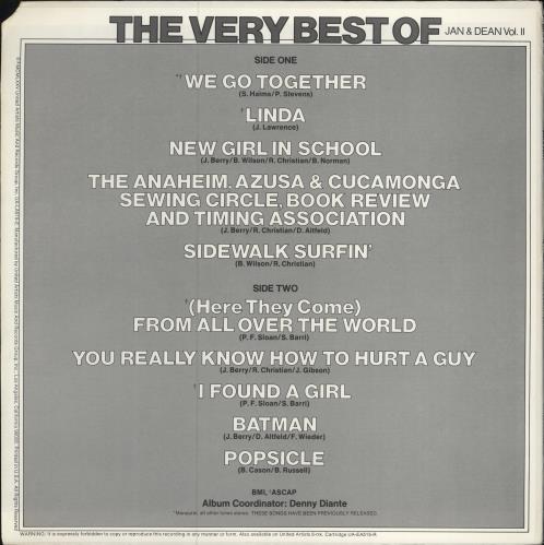 Jan & Dean The Very Best Of Jan & Dean Vol. II vinyl LP album (LP record) US JDELPTH780290