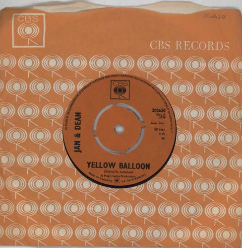 Jan & Dean Yellow Balloon 7" vinyl single (7 inch record / 45) UK JDE07YE753226