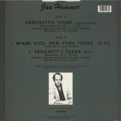 Jan Hammer Crockett's Theme 12" vinyl single (12 inch record / Maxi-single) UK JNH12CR49808