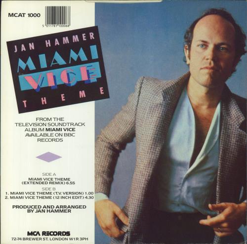 Jan Hammer Miami Vice Theme 12" vinyl single (12 inch record / Maxi-single) UK JNH12MI93614