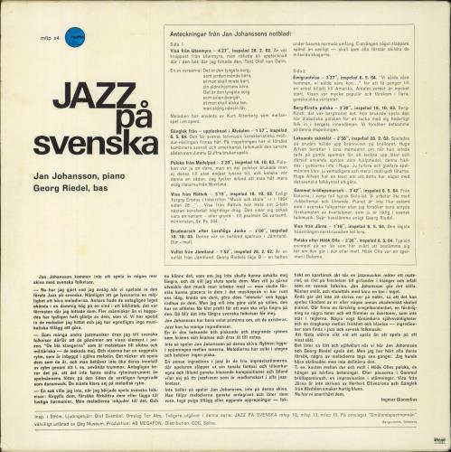 Jan Johansson Jazz P� Svenska vinyl LP album (LP record) Swedish J4OLPJA796809