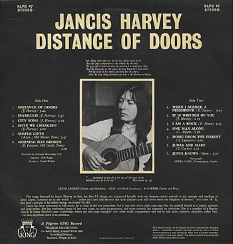 Jancis Harvey Distance Of Doors - Autographed vinyl LP album (LP record) UK JCILPDI306025