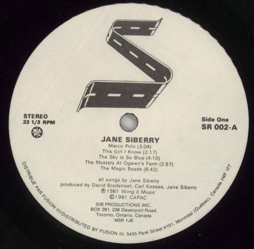 Jane Siberry Jane Siberry vinyl LP album (LP record) Canadian SIYLPJA890353