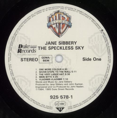 Jane Siberry The Speckless Sky vinyl LP album (LP record) German SIYLPTH891062