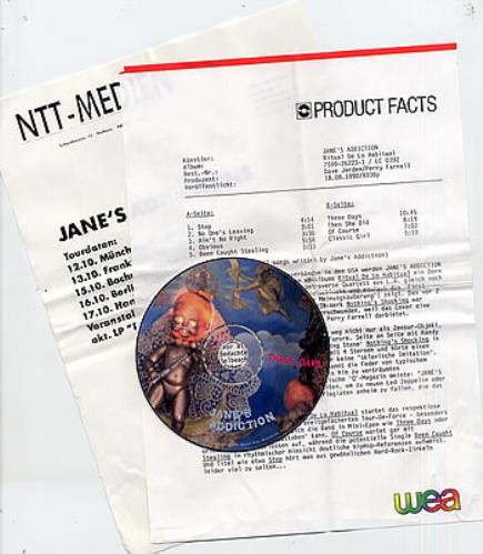 Janes Addiction Three Days + press release CD single (CD5 / 5") US JANC5TH284792