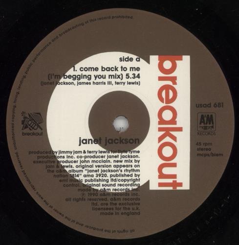 Janet Jackson Come Back To Me + Poster 12" vinyl single (12 inch record / Maxi-single) UK J-J12CO38653