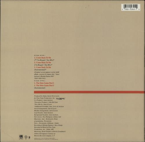 Janet Jackson Come Back To Me 12" vinyl single (12 inch record / Maxi-single) US J-J12CO77826