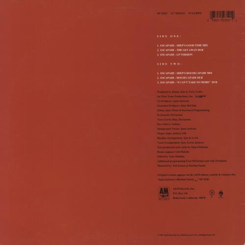 Janet Jackson Escapade 12" vinyl single (12 inch record / Maxi-single) US J-J12ES634242
