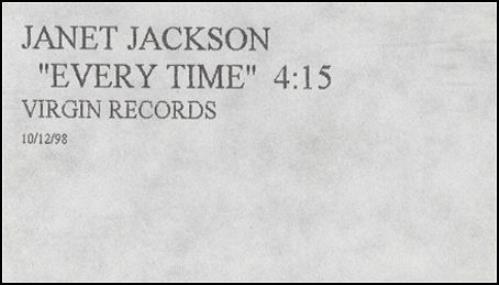 Janet Jackson Everytime video (VHS or PAL or NTSC) US J-JVIEV231023