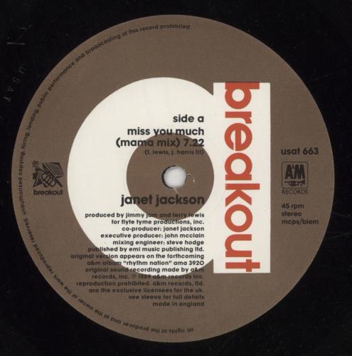Janet Jackson Miss You Much 12" vinyl single (12 inch record / Maxi-single) UK J-J12MI43006