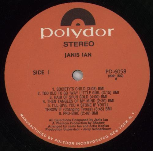 Janis Ian Janis Ian vinyl LP album (LP record) US J-ILPJA873863