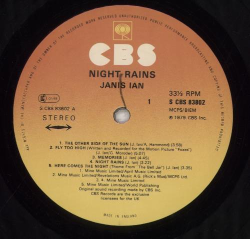 Janis Ian Night Rains - Gold Stamped vinyl LP album (LP record) UK J-ILPNI855359