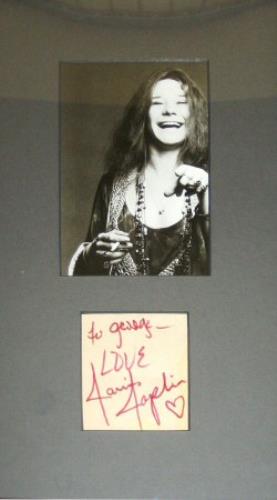 Janis Joplin Framed & Mounted Autograph memorabilia US JNJMMFR392256