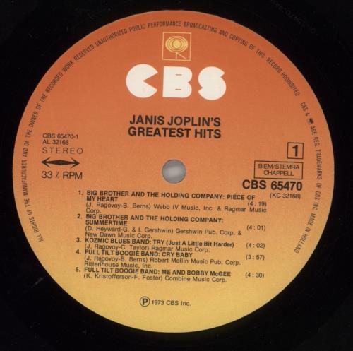 Janis Joplin Greatest Hits vinyl LP album (LP record) Dutch JNJLPGR863994