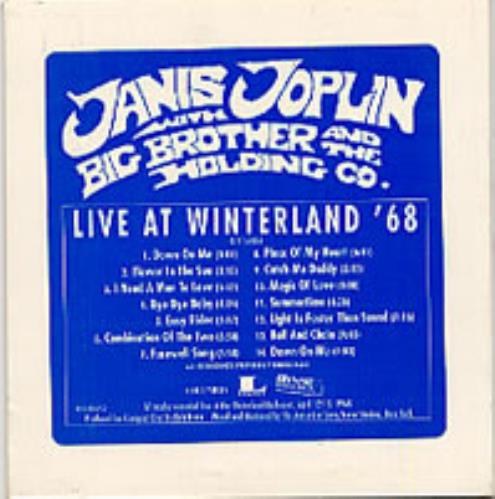 Janis Joplin Live At Winterland '68 CD album (CDLP) US JNJCDLI109391