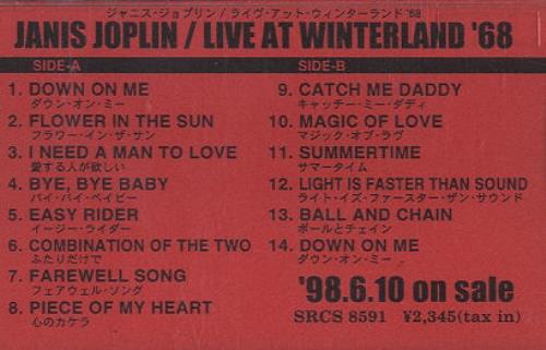 Janis Joplin Live At Winterland '68 cassette album Japanese JNJCLLI130722