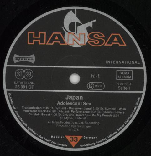 Japan Adolescent Sex vinyl LP album (LP record) German JAPLPAD709350