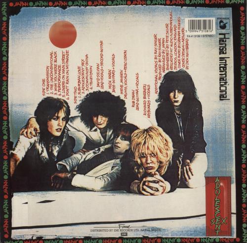 Japan Adolescent Sex vinyl LP album (LP record) UK JAPLPAD854750