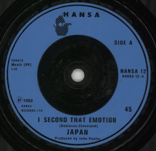 Japan I Second That Emotion 7" vinyl single (7 inch record / 45) UK JAP07IS829068