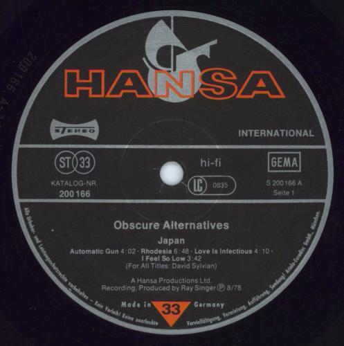 Japan Obscure Alternatives vinyl LP album (LP record) German JAPLPOB794183