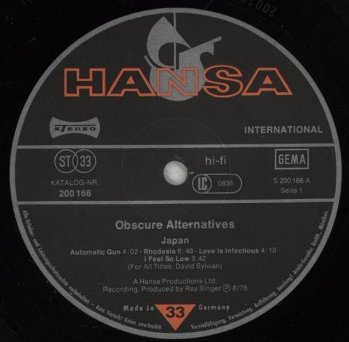 Japan Obscure Alternatives vinyl LP album (LP record) German JAPLPOB877445