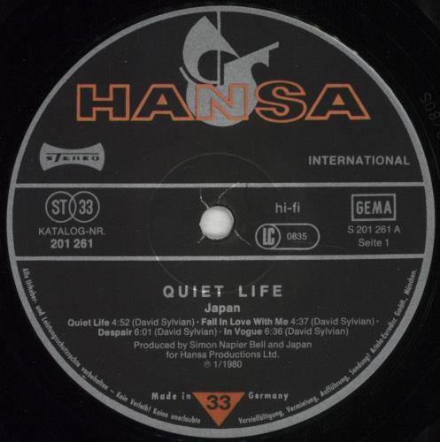 Japan Quiet Life vinyl LP album (LP record) German JAPLPQU277600