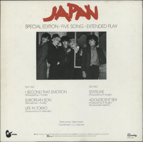 Japan Special Edition Five Song EP 12" vinyl single (12 inch record / Maxi-single) Canadian JAP12SP47521