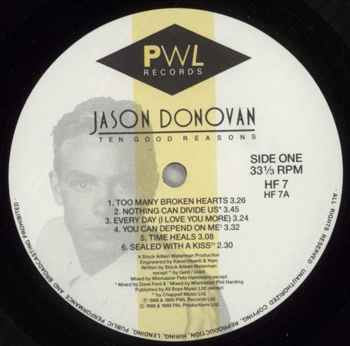 Jason Donovan Ten Good Reasons vinyl LP album (LP record) UK DONLPTE247562